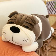 Almofada de pelúcia para cães Rniuc Big Bulldog Stuffed Animal 45 cm marrom