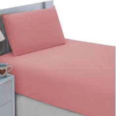 Jogo Lençol Solteiro 2 Peças Elastico Liso Microfibra Rosa - Enxovais 