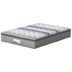 Colchão Casal Molas Ensacadas Turquia com Pillow Top Cinza 138x188x28cm
