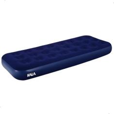 Colchão Inflável Solteiro Azul Superfície Aveludada Kala, Solteiro Kal