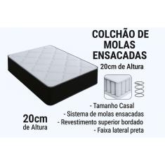 Colchão Mola Ensacada Casal 138x188x20