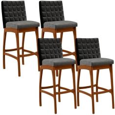 Kit 04 Banquetas Altas B04 Preto Cinza Escuro