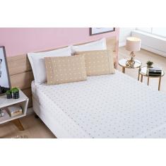 Jogo de Cama Lençol 200 Fios Petit Poá  Casal Padrão 03 Peças - Caqui