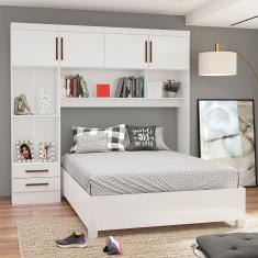 Guarda Roupa Modulado Com Cama Paris 4 Portas 2 Gavetas Branco