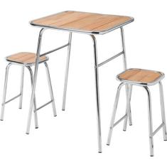 Conjunto de mesa e 2 bancos cromado para varanda gourmet - MetalCromo