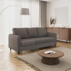 Sofá 3 Lugares em Linho Orquídea Cabecasa Madeiramadeira Grafite