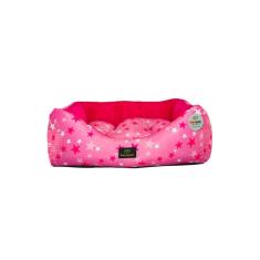 Cama Para Cachorro Quadrada Em Poliéster Estrela Rosa Média (m) 45 X 45 Cm