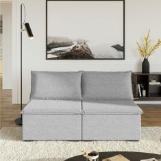 Sofá Modular 2 Módulos Centrais Zen Cabecasa Madeiramadeira Cinza