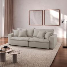 Sofá Cama Jupiter 3 Lugares Retrátil Reclinável 2,30m Boucle Com Molas Ensacadas Cinza