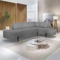 Sofá De Canto Luna Orgânico 265 Cm Para Sala De Estar Cinza