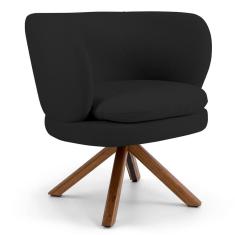 Poltrona Decorativa Sala De Estar Melissa Base Giromad Giratória Veludo C-300 Preto - Domi