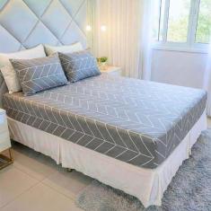 Jogo de Lençol Queen 3 Peças Estampado Malha 100% Algodão COZZILAR - T