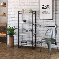 Estante de Livros Industrial Aço 60cmx145cm 4 Prateleiras Kuadra - Com
