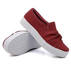 slip on feminino dkshoes modelo nó tenis casual (34, vermelho)