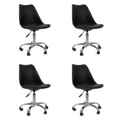 Kit 04 Cadeiras Office Base Cromada Giratória Saarinen