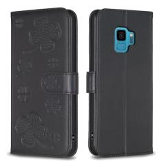 Capa móvel, compatível com Samsung Galaxy S9 capa carteira trevo de quatro folhas, capa flip flip de couro PU magnético com compartimento para cartão de crédito suporte à prova de choque capa de