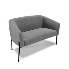 Sofá Namoradeira 2 Lugares Pé de Ferro Preto Stella Linho D03 - D`Rossi