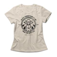 Camiseta Feminina Alien Abduction Club - Studio Geek, G, Mescla banana