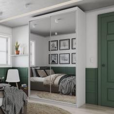 Guarda Roupa Solteiro Com Espelho 2 Portas Em Perfect Lugano