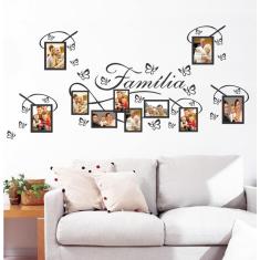 Adesivo de Parede Porta Retratos Nome Família para 10 Fotos
