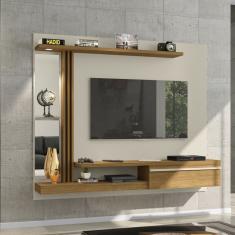 Painel Denver Para Tvs 55 Polegadas Led Elétrico E Prateleira De Vidro Móveis Bechara Off-white/cinamomo