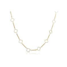 Colar Com Corrente Com Flor Vazada Folheado Em Ouro 18K