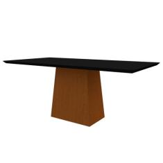 Mesa De Jantar Para 8 Lugares 1,80m Tampo De Madeira Com Vidro Jasmin 