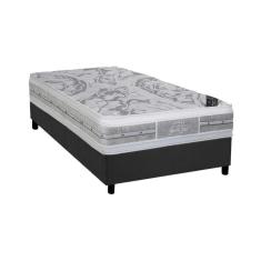 Cama Box Solteiro: Colchão Molas Castor Pocket Super Luxo Látex Slx + Base Crc Suede Gray(88X188)
