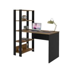 Escrivaninha Mesa Escritório com Estante Match 4 Prateleiras 120cm Pin