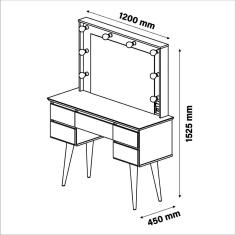 penteadeira camarim strass 120CM luxo infantil/adulto patrimar moveis
