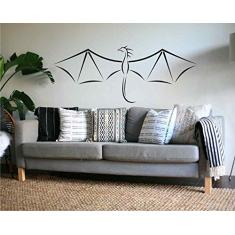 Adesivo De Parede Decorativo Dragão tamanho 100cm x 40cm preto
