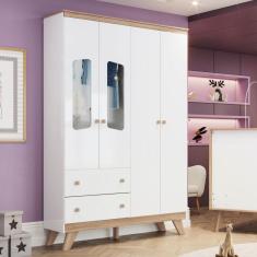 Guarda Roupa Infantil 4 Portas 2 Gavetas Confete Henn