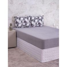 Jogo de Lençol Plush Queen Estampado Quentinho 3 Pç