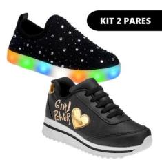 Kit 2 Tênis Infantil de Criança Sapato Feminino Menina Escolar-Feminino