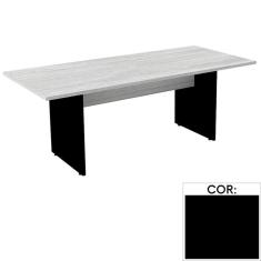 Mesa de Reunião Retangular 200 x 90 cm Pé Painel PE25 em MDP Preta com Base Preta