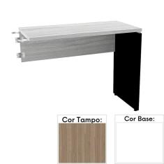 Mesa de Escritório Complemento 90 x 45 cm Pé Painel PE25 em MDP Cor Noce Naturalle e Base Branca