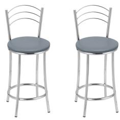 Kit 2 Banquetas Cromadas Bc26-c A144 Cromado/cinza