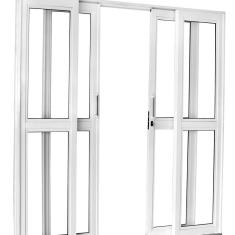 Porta De Correr De Aço 215x200cm Com Vidro Ideal Crv Esquadrias Branco