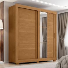 Guarda Roupas Casal Com Espelho 2 Portas De Correr 4 Gavetas Titanium Zanzini Cinamomo