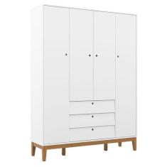 Guarda Roupa Infantil 4 Portas Unique Branco Soft Eco Wood - Matic - M