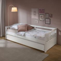 Sofá Cama Plus Com Cama Auxiliar Em Madeira Maciça Mv Outlet Branco