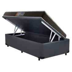 Cama Box Baú Solteiro Colchão Molas Ensacadas Acolchões + Box Sintético 65x88x188
