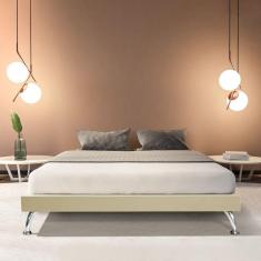 Estrutura para Cama Base Japonesa 195cm em Veludo Bege