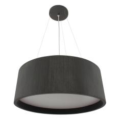 Lustre Pendente Madeira Redondo 80cm Preto