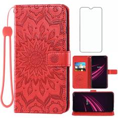 Capa de telefone para carteira T-Mobile Revvl 6 Pro 5G 2022 com protetor de tela de vidro temperado e capa flip fina de couro com suporte para cartão Tmobile Revel Tmo Revell T Mobile Rebel 6pro TCL