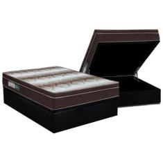 Cama Box Baú Casal: Colchão Anatômico Ortobom Ortopédico Light + Base 