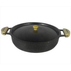 Frigideira Alumínio Preto Alça Meia Lua Pomel de Madeira 40 cm - Divif