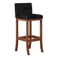 Banqueta Média Encosto Estofado 38 x 90 Cm Ilha Espanha Madeira Maciça