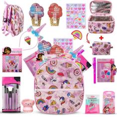 Kit trio volta às aulas + maquiagem completa criança make