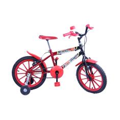 Bicicleta Infantil Masculina Aro 16 Kids Vermelha e Preto com Rodinhas - Dalannio Bike